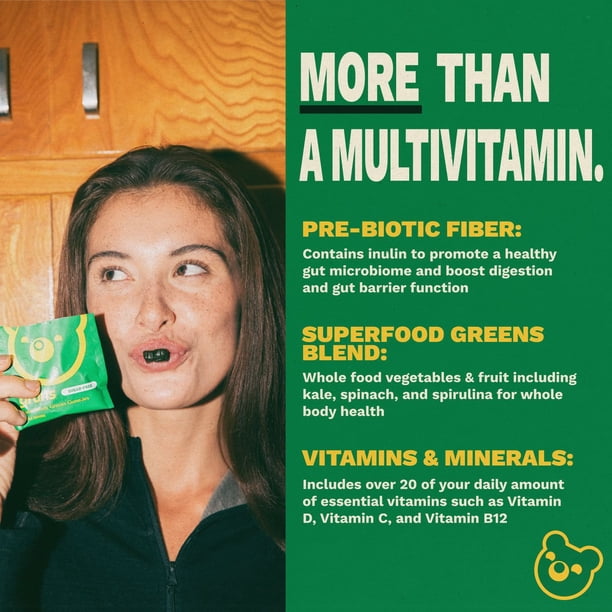Gruns Adult Organic Superfood Greens Multivitamin Gummies, 25 ct