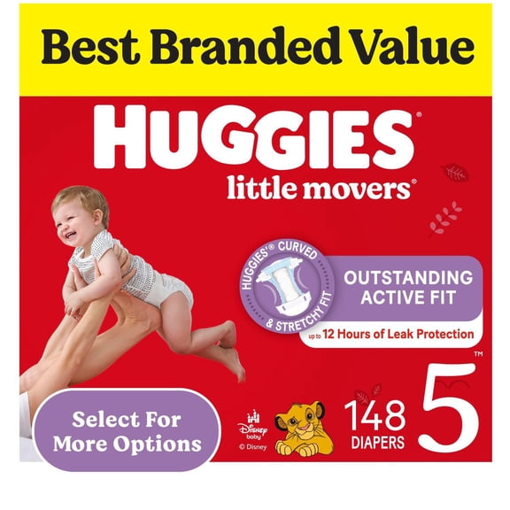 Huggies Little Movers Baby Diapers, Sizes 3-8