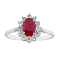 thumbnail image 1 of Oval Cut Gemstone & 0.23 CT. T.W. Diamond Halo Ring in 14K Gold, 1 of 5