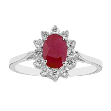 Oval Cut Gemstone & 0.23 CT. T.W. Diamond Halo Ring in 14K Gold