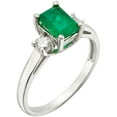 thumbnail image 3 of Emerald Cut Natural Gemstone & 0.20 CT. T.W. 3-Stone Diamond Ring in 14K Gold, 3 of 6
