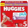 thumbnail image 3 of Huggies Little Movers Plus Baby Diapers, Size 3-7, 3 of 11