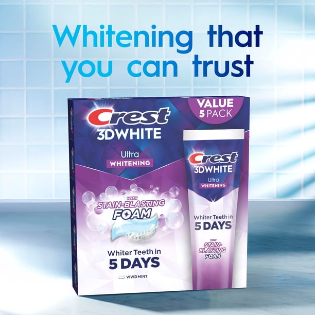 Crest 3D White Vivid Mint Ultra Whitening Toothpaste, 5.2 oz., 5
