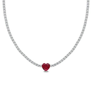 Lab Created Gemstone Tennis Necklace in Sterling Silver