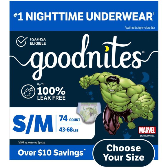Goodnites Nighttime Bedwetting Underwear for Boys, Sizes Extra Small - Extra Extra Large