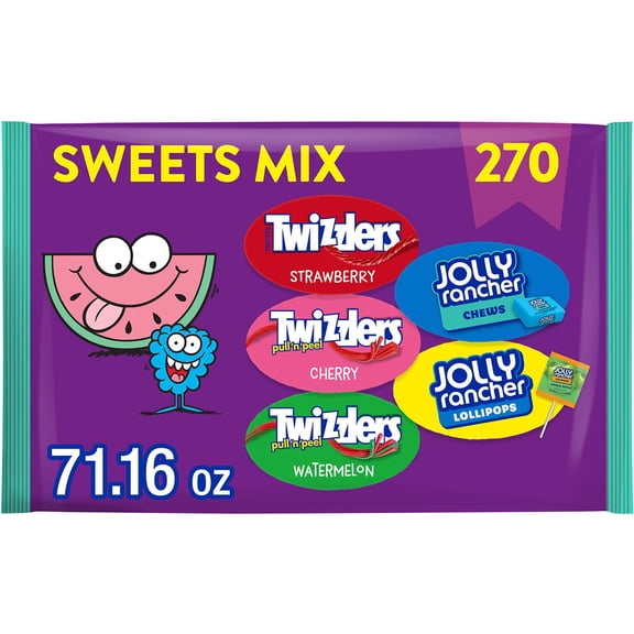 JOLLY RANCHER & TWIZZLERS Fruit Flavored Candy, Variety Pack, Fun Size, 270 pcs.