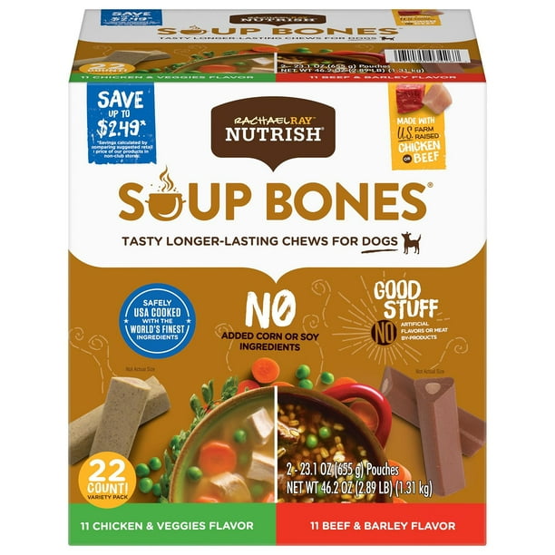 Rachael Ray Nutrish Soup Bones Dog Treat Variety Pack, Beef & Chicken, 11  ct., 2 pk. - Samsclub.com