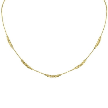 Round & Square Bead Station Necklace in 14K Gold