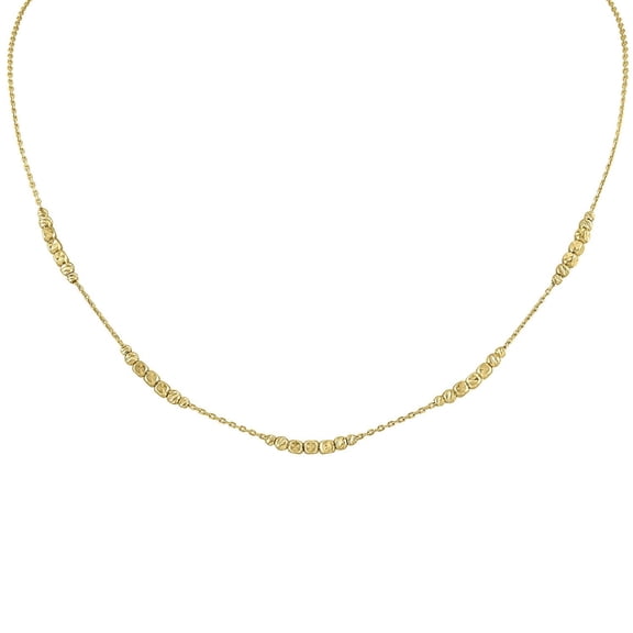 Round & Square Bead Station Necklace in 14K Gold