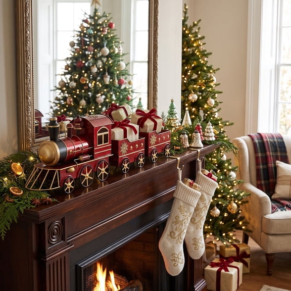 Metal Holiday Train Decoration