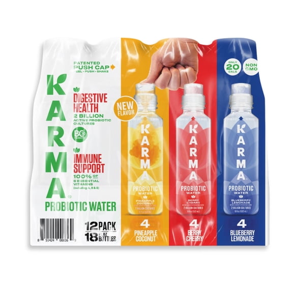 Karma Probiotic Water Variety Pack, 18 fl. oz., 12 pk.
