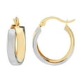 thumbnail image 2 of Two-Tone Crossover Hoop Earrings in 14K Gold, 2 of 5