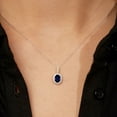 thumbnail image 5 of Oval Cut Genuine Gemstone & 0.11 CT. T.W. Diamond Halo Pendant Necklace in 14K Gold, 5 of 6