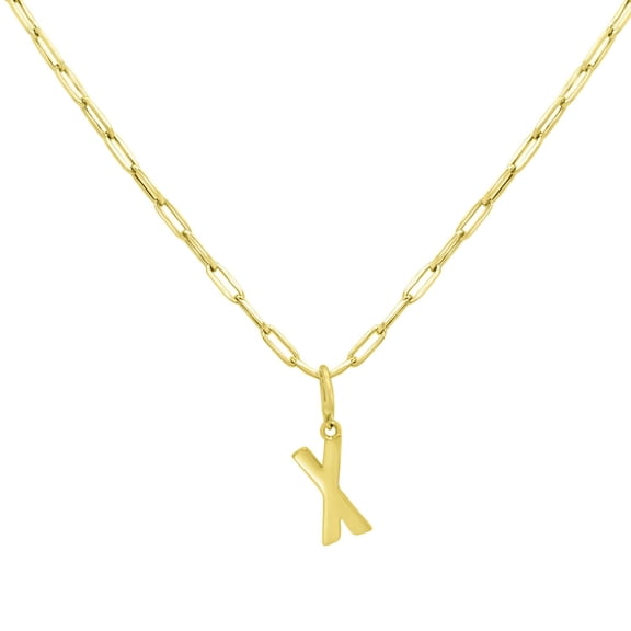 Initial Paperclip Chain Pendant Necklace in 14K Gold