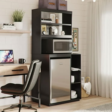 The Organization Station with Mini Refrigerator and Microwave Storage Space, Assorted Colors
