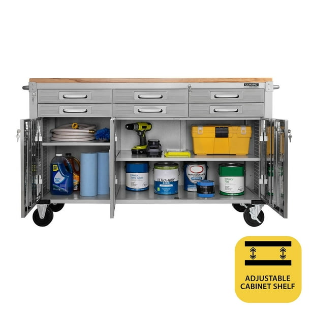 Seville Classics® UltraHD® 6-Drawer Rolling Workbench, 65.25