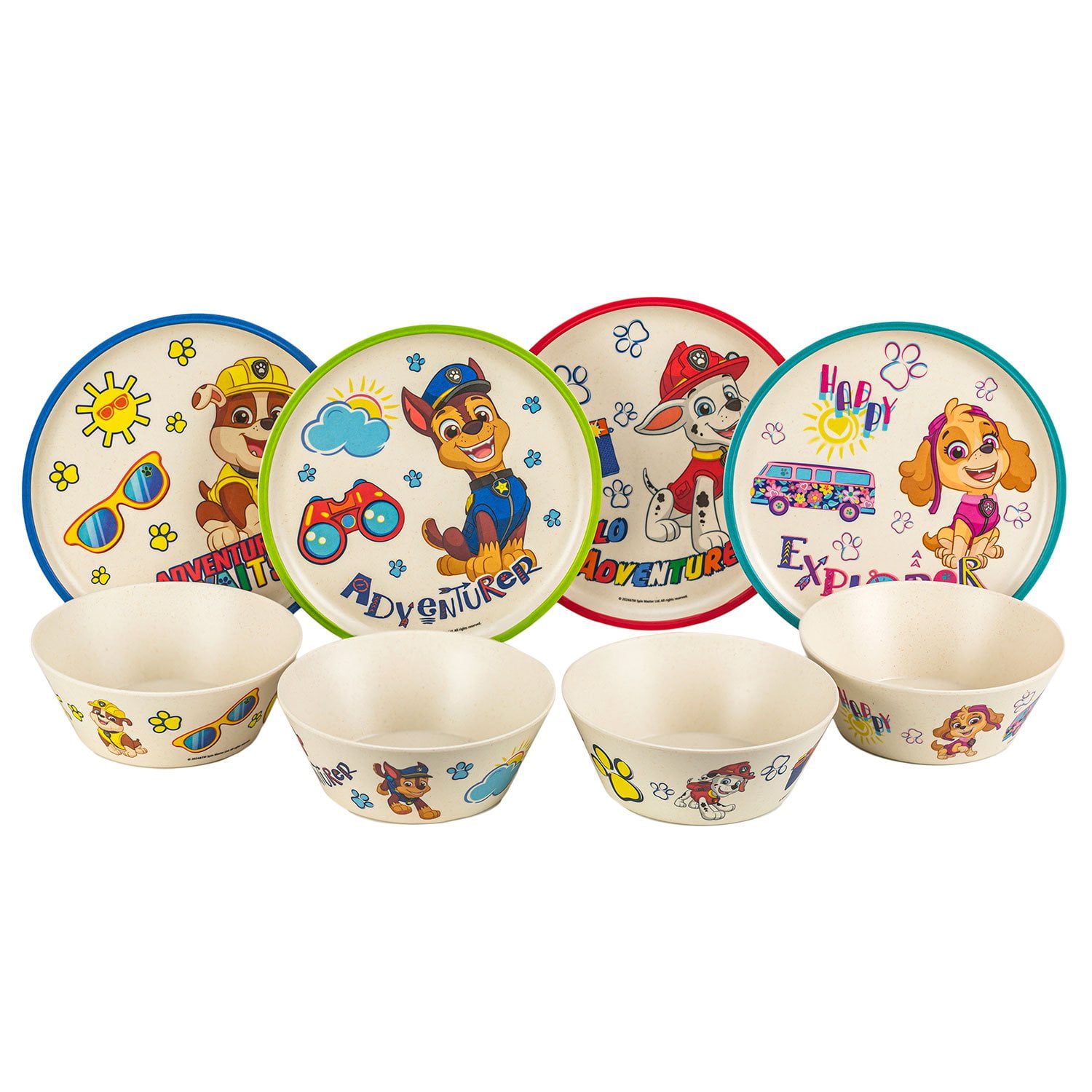 Zak Designs 8-Piece Bamboo Melamine Kids Dinnerware Set