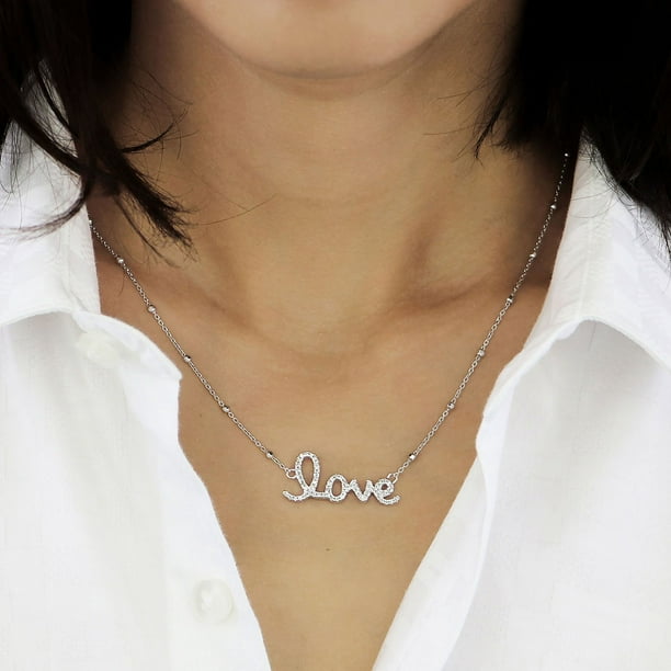 金*人様 Silver jewelry and with Dia 0.012 Sterling Silver and Diamond Identity Necklace - Samsclub.com