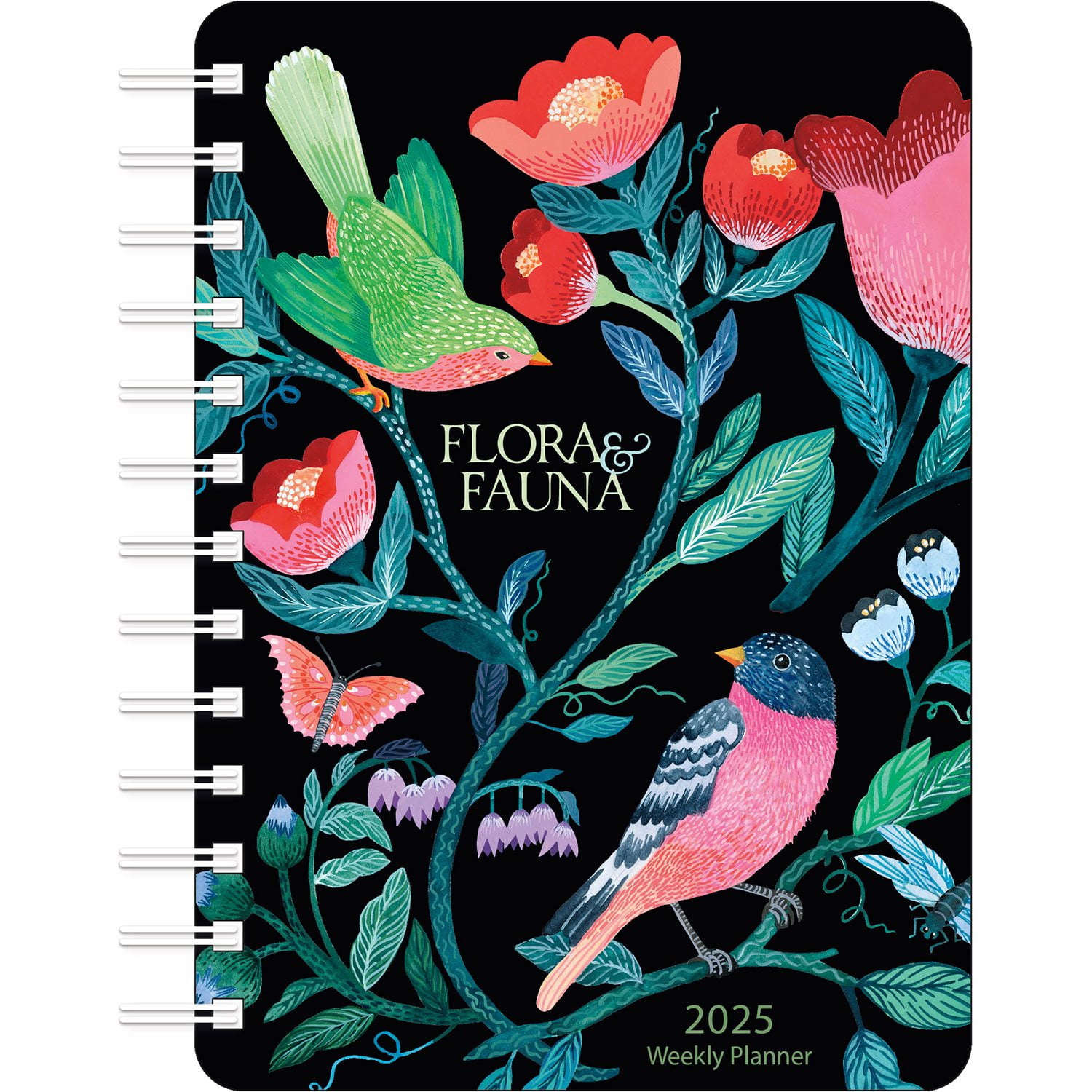 Flora & Fauna 2022-2023 Weekly Planner – 17-Month Calendar (Aug 2022-Dec 2023), Compact 5x7 Inches, Wire-O Binding, Elastic Closure