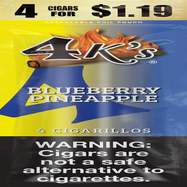 smoking vape juice on foil 4K's Cigarillo Pouch, Blueberry Pineapple Pre-Priced $1.19 for 4 cigars, 15 pack Nicotine:20mg (2%) The Best Damn RY4 Concentrate dab pen