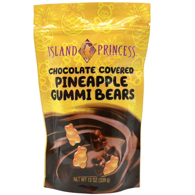 Island Princess, Chocolate Covered Pineapple Gummi Bears, 12 oz.