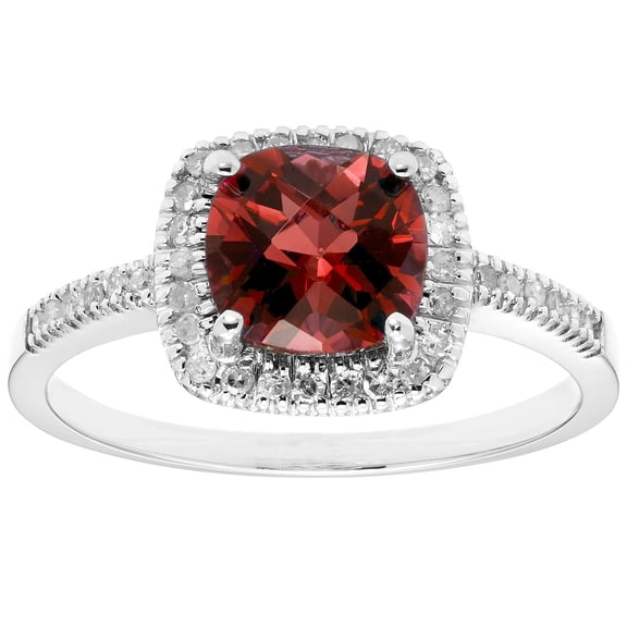 Cushion Cut Gemstone & 0.18 CT.T.W. Halo Diamond Ring in 14K Gold