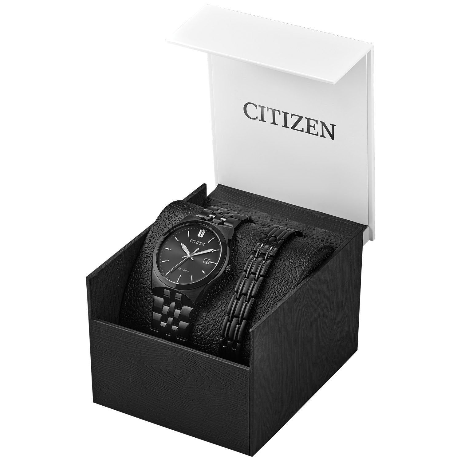 Citizen Black Stainless Steel Watch & Bracelet Set BM7335-63E
