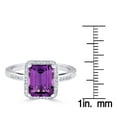 thumbnail image 4 of Emerald Cut Gemstone & 0.14 CT. T.W. Halo Diamond Ring in Sterling Silver, 4 of 5