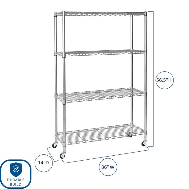 Seville Classics 4-Tier Steel Wire Shelving, 36