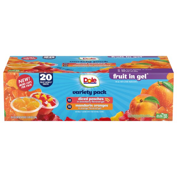 Dole Fruit Bowls in Gel, Variety Pack, 4.3 oz., 20 pk.