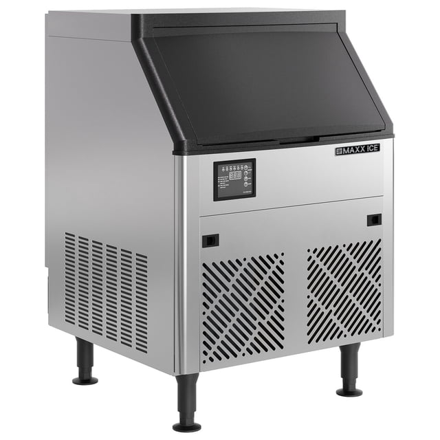 Maxx Ice Self Contained Commercial Ice Maker, Up to 280 lbs. per Day, 80 lbs. Ice Storage, Stainless Steel/Black