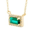 thumbnail image 2 of Baguette Cut Gemstone and 0.06 CT. T.W. Diamond Halo Pendant Necklace in 14K Gold, 2 of 5