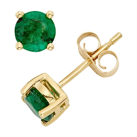 Round Cut Gemstone Stud Earrings in 14K Gold