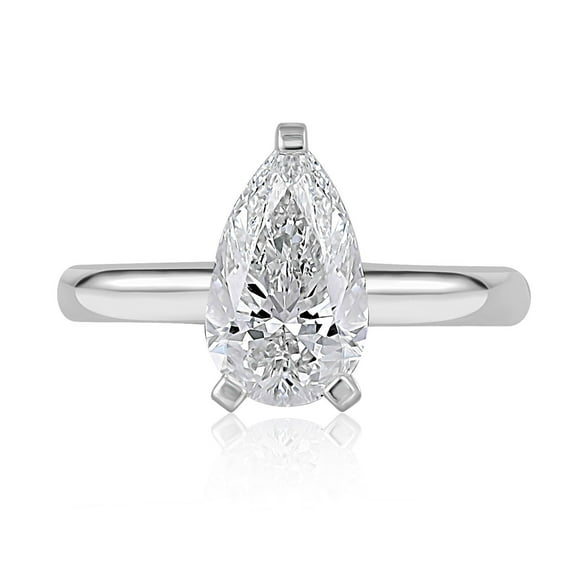 Lab Created Pear Cut Solitaire Diamond Ring In 18K Gold