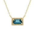 thumbnail image 1 of Baguette Cut Gemstone and 0.06 CT. T.W. Diamond Halo Pendant Necklace in 14K Gold, 1 of 6