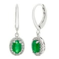 thumbnail image 1 of Oval Cut Genuine Gemstone and 0.16 CT. T.W. Diamond Dangle Earrings in 14K Gold, 1 of 4