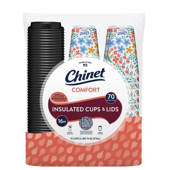 Chinet Comfort Cup and Lids, 16 oz. 70 ct.