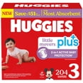 thumbnail image 3 of Huggies Little Movers Plus Baby Diapers, Size 3-7, 3 of 11