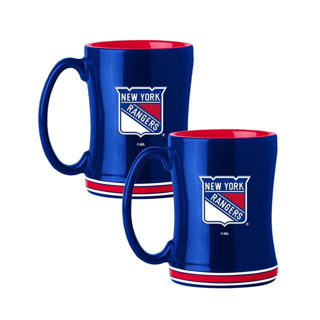 Logo Brands New York Rangers 14oz Relief Mug Set