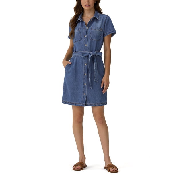 FRYE DENIM DRESS - Medium WASH M:- Medium WASH