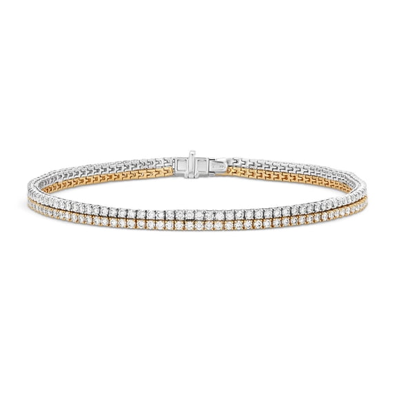 3.50 C.T. TW Round Cut Two Row Diamond Tennis Bracelet in 14K Gold
