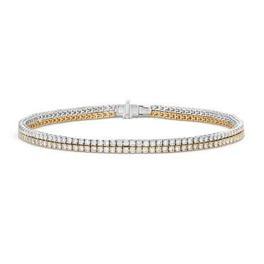 3.50 C.T. TW Round Cut Two Row Diamond Tennis Bracelet in 14K Gold