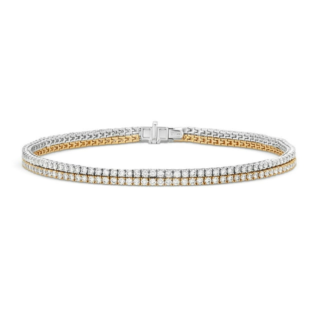 3.50 C.T. TW Round Cut Two Row Diamond Tennis Bracelet in 14K Gold