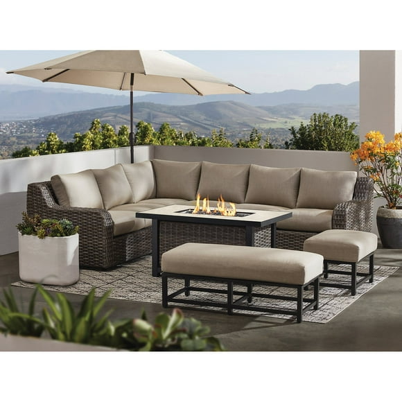 Member's Mark Athena Sectional with Sintered Stone Top and Sunbrella Fabric, 7pc