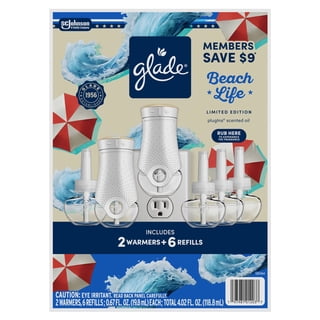 Glade PlugIns Scented Oil Air Freshener, Beach Life, 2 Warmers + 6 Refills