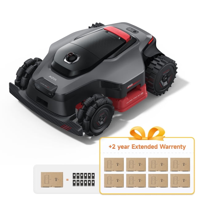 MOVA LiDAX Ultra 3000 AWD Robot Lawn Mower Wire Free RTK Free for up to 0.75 Acre*Dual Maps, 360° 3D LiDAR & AI Dual Vision Mapping, Robotic Mower with 4G, for 80% Slopes, Cutting Height 1.2”–3.9“
