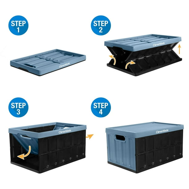 CleverMade CleverCrates 62L Collapsible Storage Crate with Lid