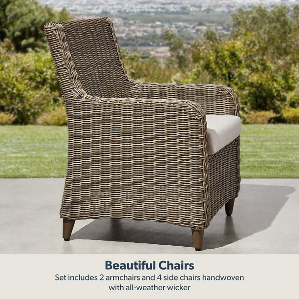 Member's Mark Colton Dining Set with Slat Top Table and Sunbrella