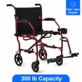 thumbnail image 1 of Ultra Lightweight Transport Wheelchair, Burgundy, 1 of 9