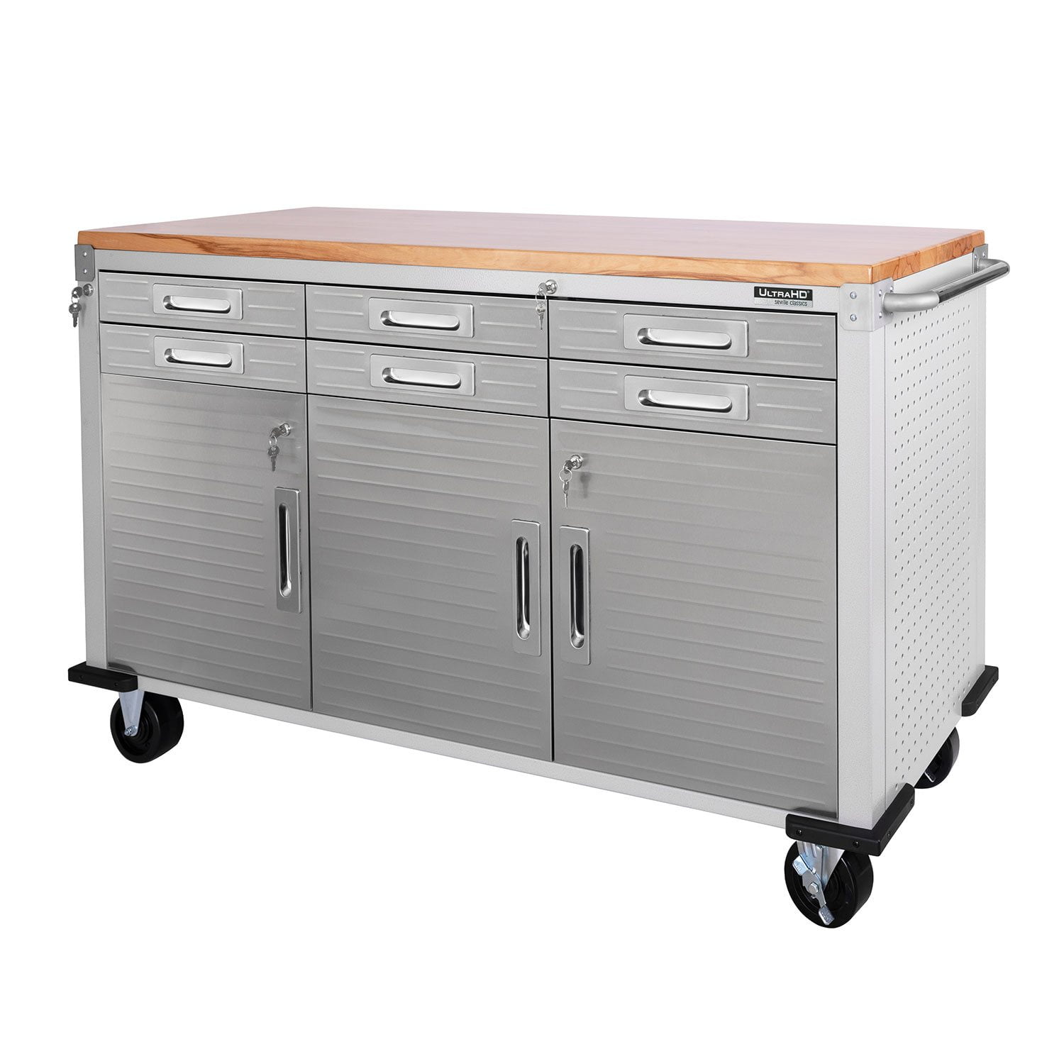 Seville Classics® UltraHD® 6-Drawer Rolling Workbench, 65.25